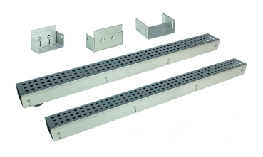 Edelstahlentwässerungsrinnen Bauhöhe 60 bis 80mm, Rost Anthrazit Qudratlochung SET Typ 2